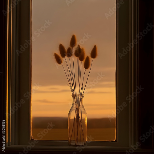 Photo Dried Flowers Sunset ...