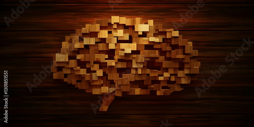 3D Illustration Wood Block ...