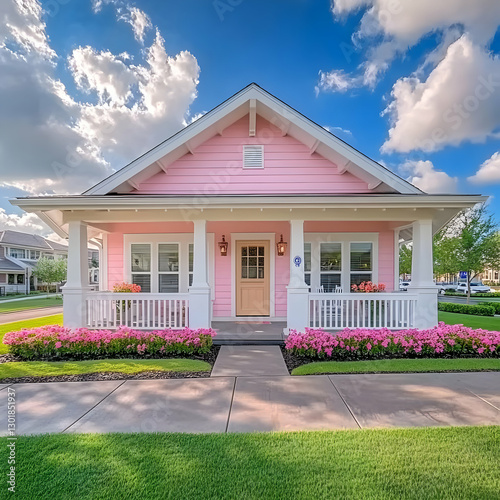 Photo Pink House, Blue Sky,...