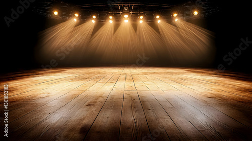 Wallpaper Mural Illuminated Wooden Stage Background Image - Light, Shadow, Performance, Theater, Spotlight, Wood, Floor, Empty, Dark, Scene Torontodigital.ca