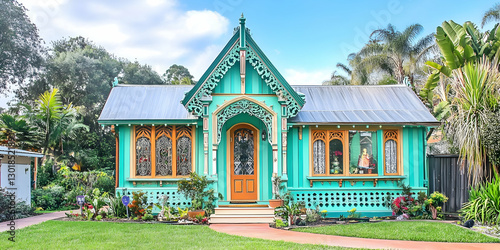 Photo Whimsical Teal Cottag...