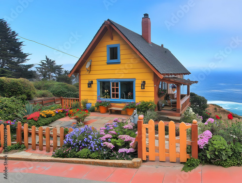 Photo Colorful Coastal Cott...