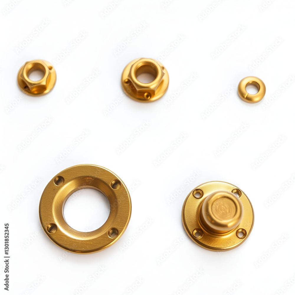 set of golden or bronze rivet heads isolated on white background set of golden or bronze rivet heads isolated on white background