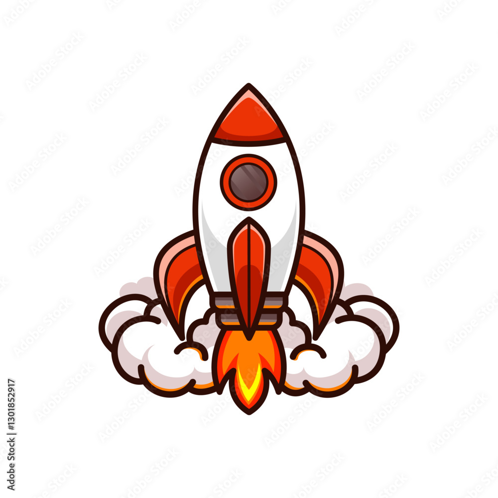 Cartoon Rocket Soaring Through Space. Fun and Vibrant Vector Icon Cartoon Rocket Soaring Through Space. Fun and Vibrant Vector Icon