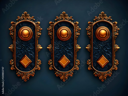 3D Illustration Golden Orna...