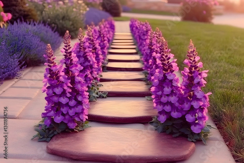 Photo Garden Path with Purp...