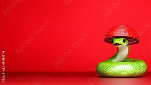 3D Illustration Green Snake...