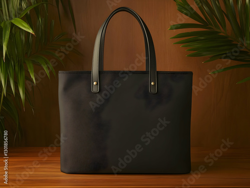 Photo, Black Tote Bag, Wood...