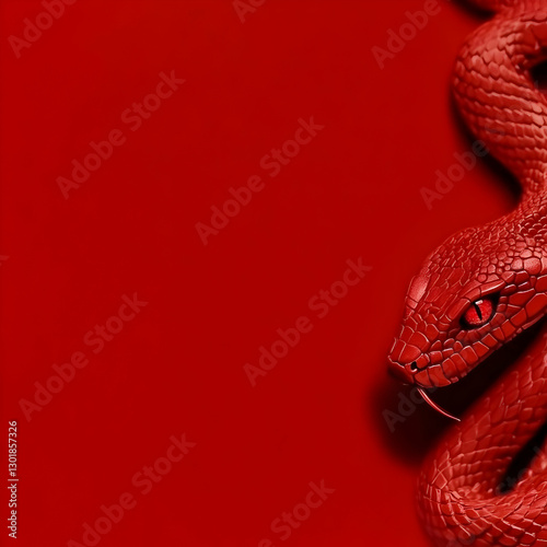 3D Illustration Red Snake S...