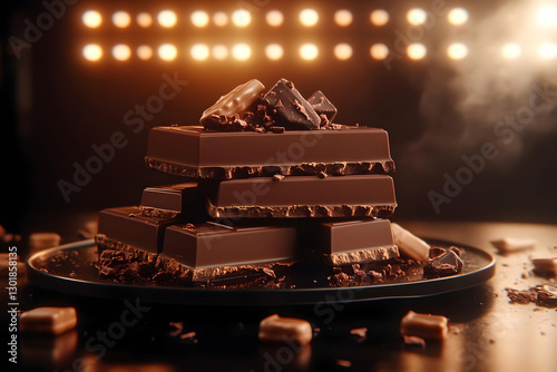 3D Illustration Dark Chocol...