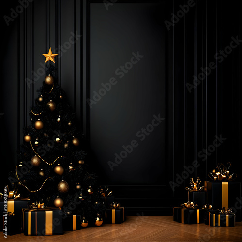 3D Illustration Black and G...