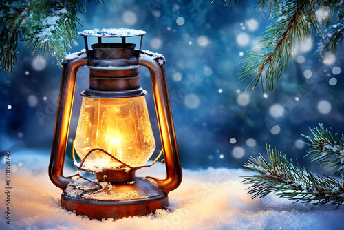Photo Winter Lantern Night ...