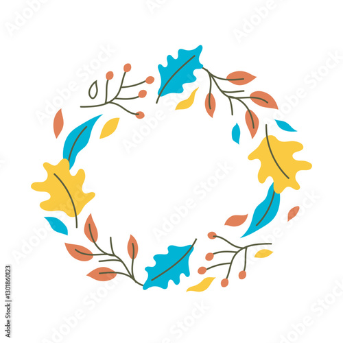 flower circle frame text space in flat vector design