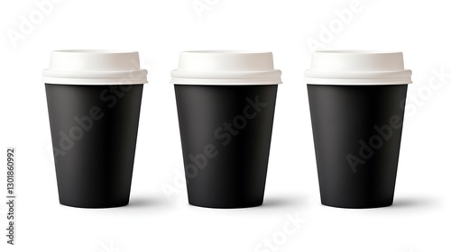 Wallpaper Mural Three Black Coffee Cups: A Clean, Studio Product Shot AI Generated Torontodigital.ca