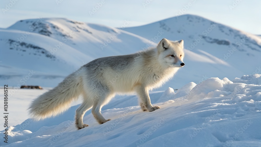 Fototapeta premium Arctic Fox in Snowy Wilderness 