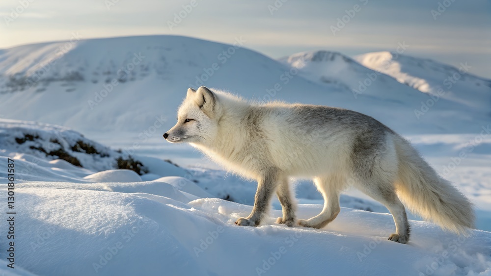 Fototapeta premium Arctic Fox in Snowy Wilderness 