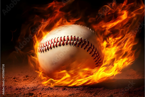 Fiery Baseball Illustration