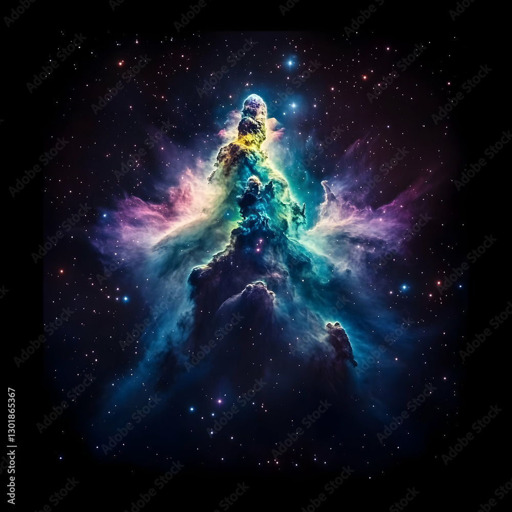 Fototapeta premium Cosmic Pillars: A Vibrant Nebula Illustration