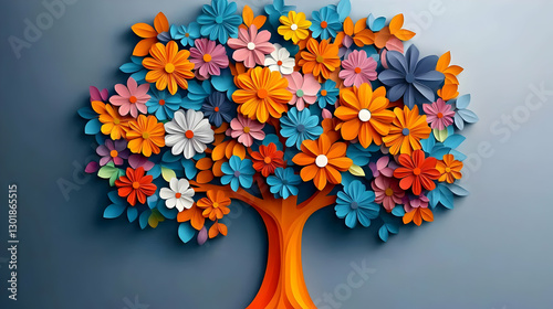 Vibrant Paper Flower Tree I...
