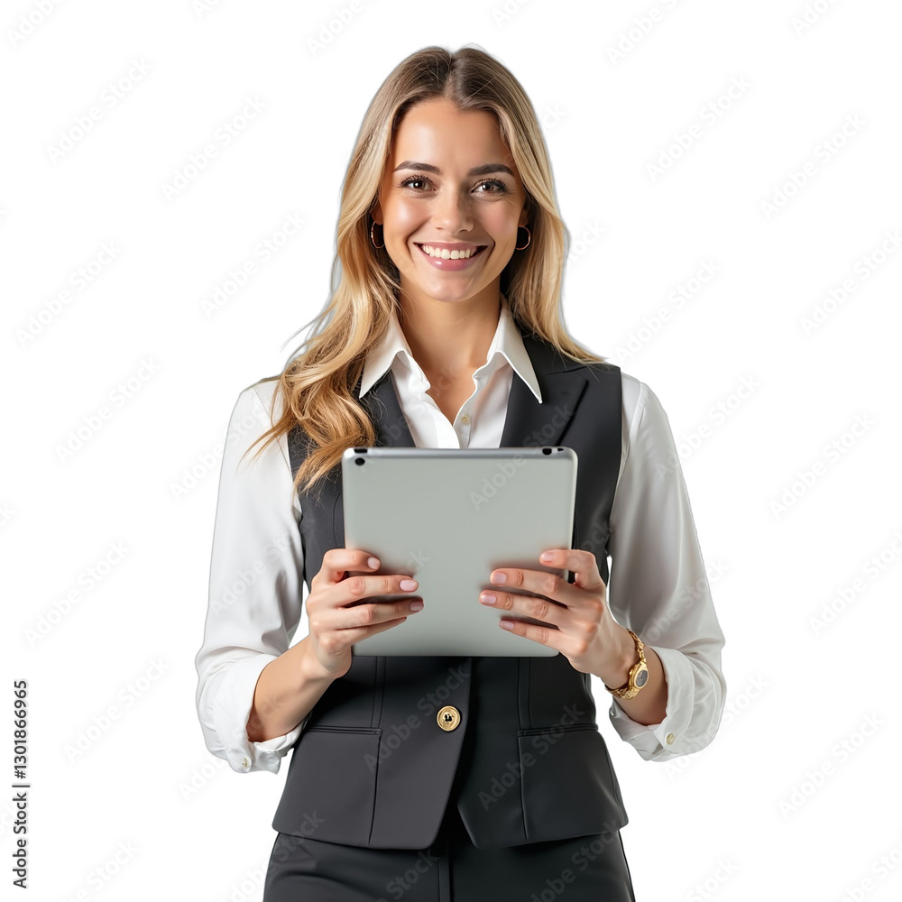 Fototapeta premium businesswoman with tablet transparent background
