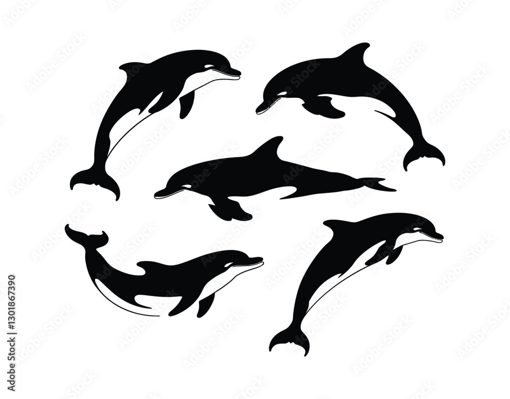Fototapeta premium Clean Dolphin Silhouette Collection Illustration