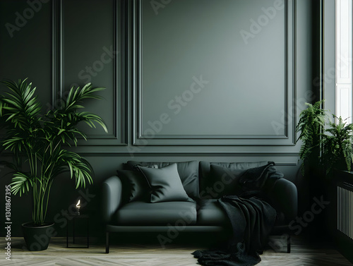 3D Illustration Dark Interi...