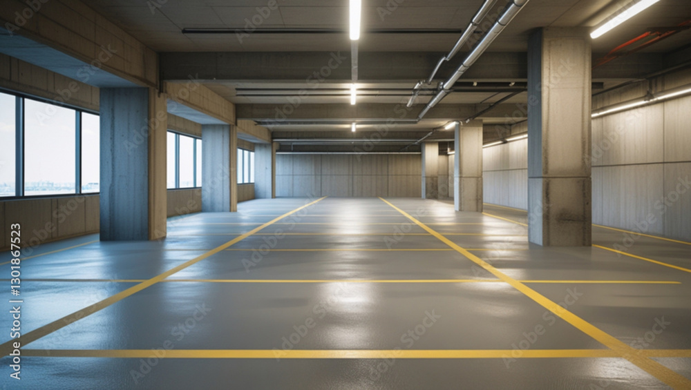 Fototapeta premium Vacant Indoor Parking Area