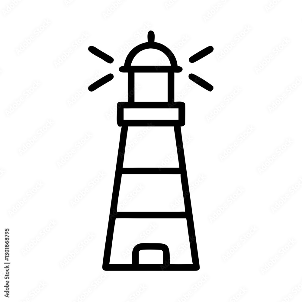 Lighthouse icon in black outline vector style Lighthouse icon in black outline vector style