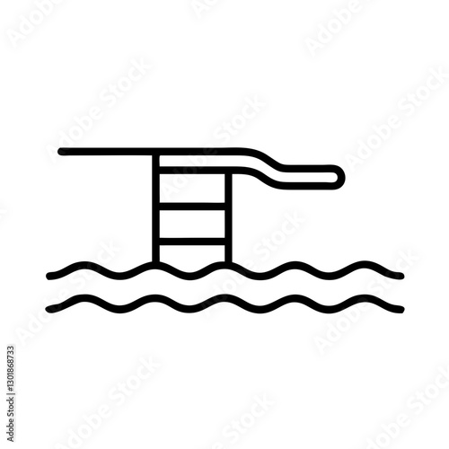 Swimming pool ladder icon in black outline vector style