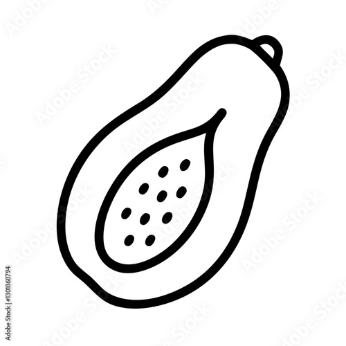 Papaya fruit icon in black outline vector style