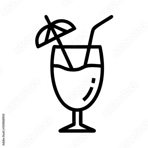 Cocktail glass with umbrella in black and white