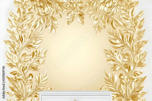 3D Illustration Golden Leav...