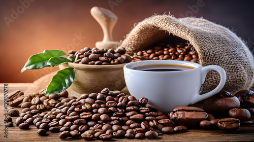 Photo Coffee Cup, Beans, Bu...