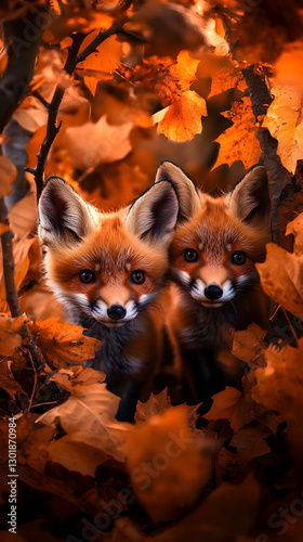 Illustration of Two Fox Cub...