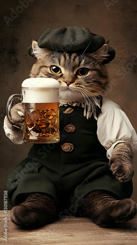 Illustration of Cat with Be...