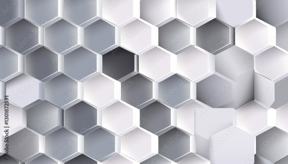 Fototapeta Abstract hexagonal pattern in shades of gray, creating a modern and minimalist design backdrop