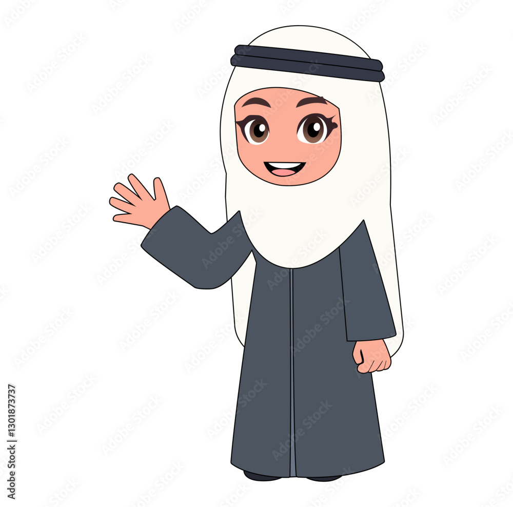 Obraz premium Cartoon Girl Greeting Ramdhan Vectors Illustration
