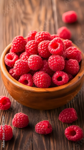 Photo Fresh Raspberries Woo...