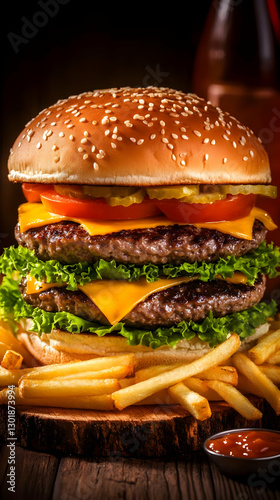 Juicy Double Cheeseburger w...