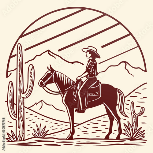 Retro Cowgirl Bundle SVG Vintage Bohemian Western Boho Chic Women Horse Illustration Cowboy Bronco Rodeo