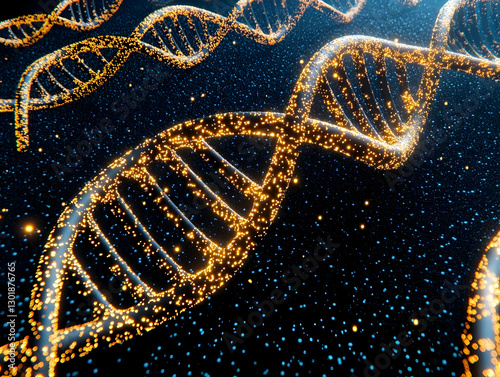 Glowing DNA Strand 3D Illus...