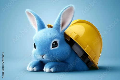 Cute Blue Bunny 3D Render w...