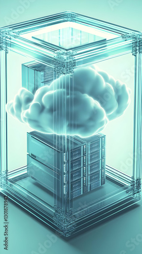 3D Illustration Cloud Compu...