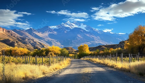 Autumn Mountain Road Vineyard Landscape photo