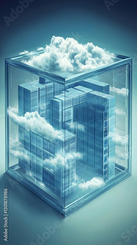 3D Illustration Cloud Compu...