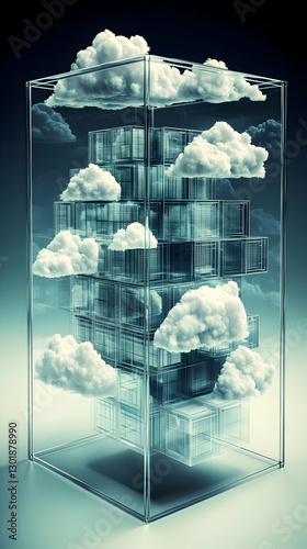 3D Illustration Cloud Compu...