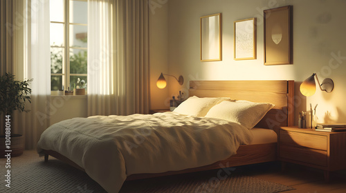 Serene Sunlight-Filled Bedroom Interior Design