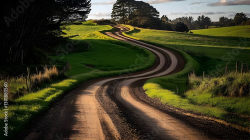 Photo Winding Dirt Road Thr...