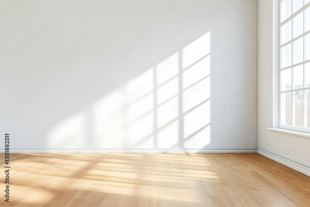 3D Illustration Empty Room Sunlight Window Wood Floor Background 3D Illustration Empty Room Sunlight Window Wood Floor Background