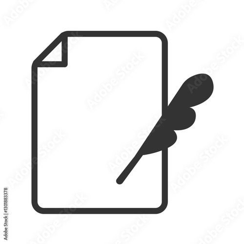 シンプルな羽ペン付きメモのモノクロシルエットベクターアイコン2